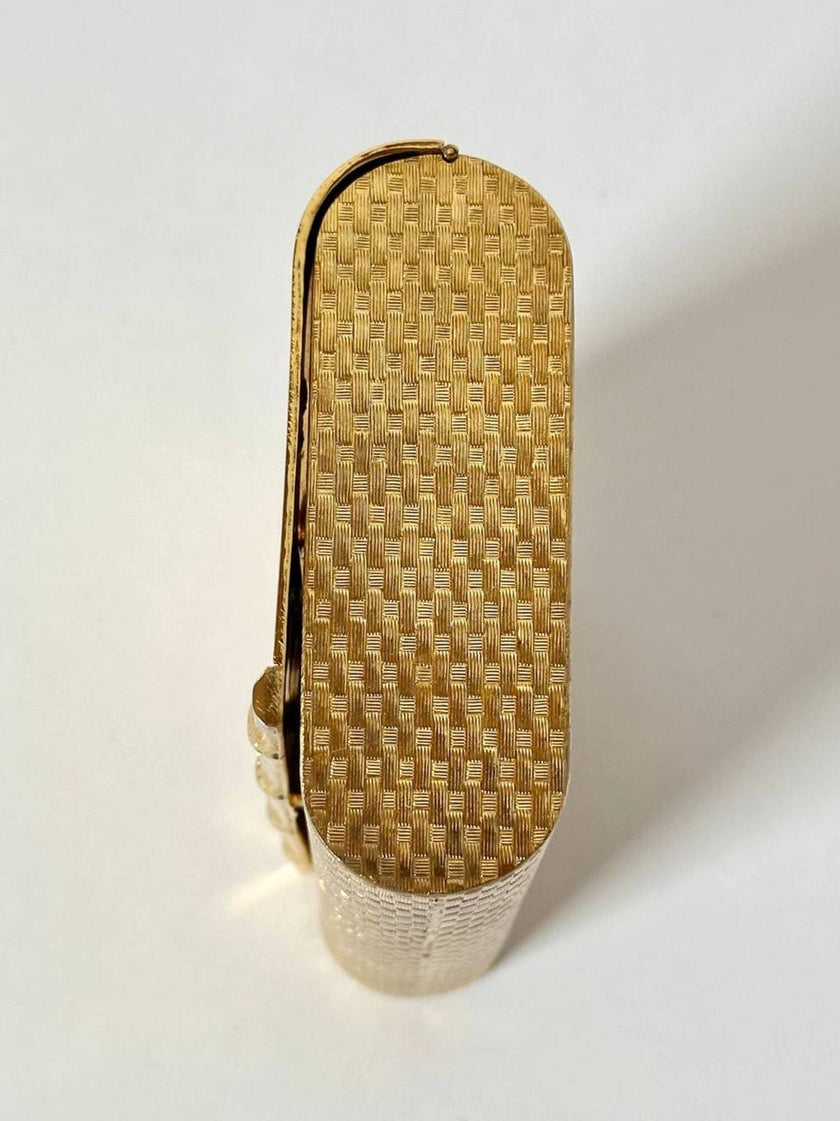 Clutch-Minaudière vintage in metallo oro satinato con dettaglio bambù