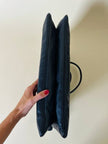 Borsa a mano in pelle blu notte