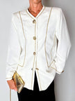 Giacca vintage Yves Saint Laurent bianco latte con serpentine dorate e bottoni gioiello
