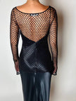 Maglia gioiello vintage List in rete operata con microperline nere