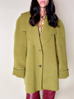 Cappottino oversize con ampi rever in lana verde acido Confezioni di Lusso