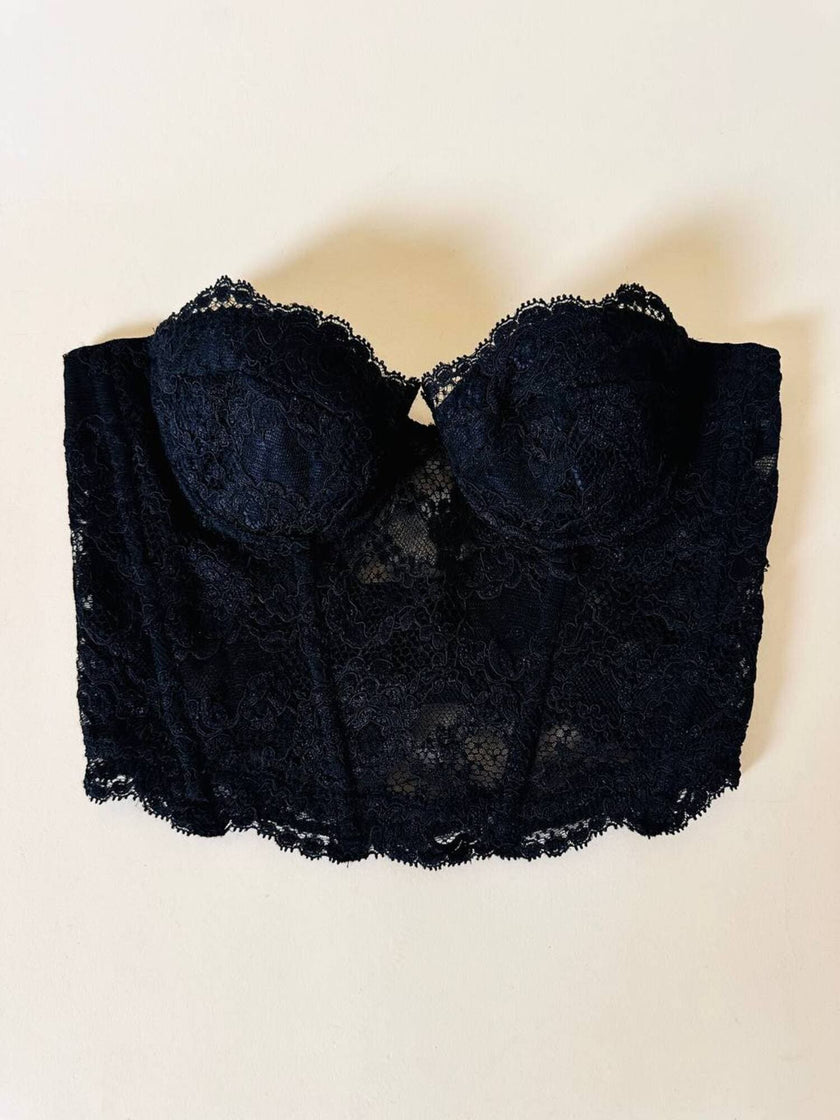 Bustier nero in pizzo macramè “La Perla”
