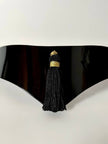 Vintage-Gürtel aus schwarzem Lucite mit Couture-Quaste und gedrehten Kordeln