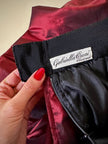 Minigonna in velluto nero con maxi ruches in taffetà bordeaux “Gabriella Ceroni”