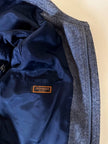 Bomber Yves Saint Laurent in lana grigio mélange con bottoni color cuoio