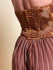 Bustier La Perla con scollo a cuore in tessuto micro plissé color bronzo