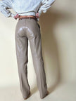Pantalón de tiro alto de piel color crema “Grandinetti”