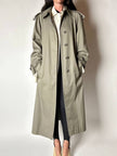 Vintage Aquascutum trench coat in khaki green gabardine with matching belt