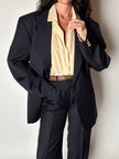 Blazer vintage Enrico Coveri You Young in rasato di lana blu notte con bottoni dorati