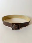 Cintura vintage Yves Saint Laurent in pelle marrone con maxi fibbia in resina