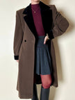 Minigonna Yves Saint Laurent in lana grigio antracite con piping a righe bordeaux e blu