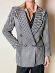 Blazer doppiopetto Mani by Giorgio Armani in lana fantasia pied de poule beige e nera