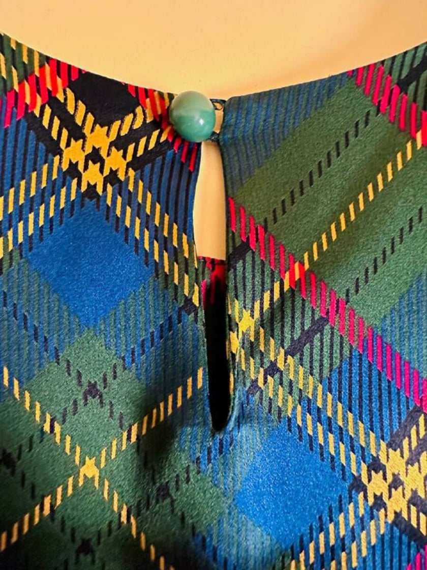 Blusa in raso di seta tartan 