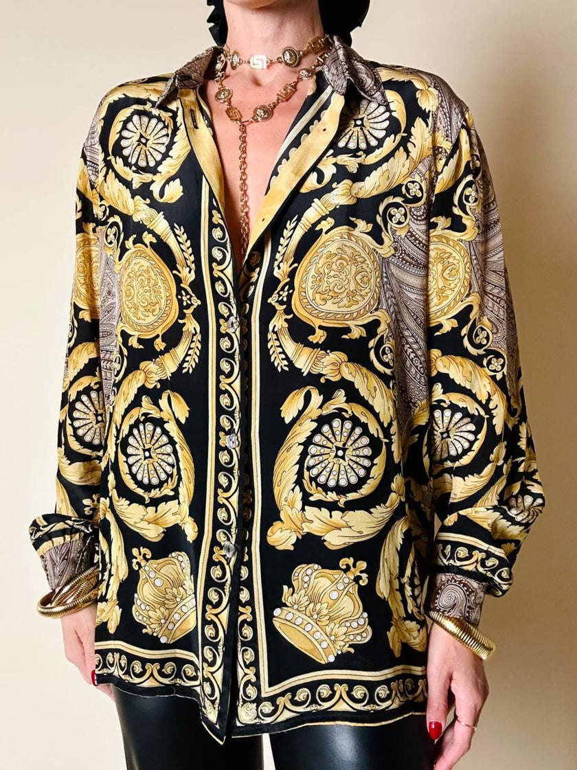 Camicia in misto seta fantasia barocca