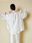 Camicia oversize in seta avorio “È Seta”