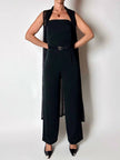 Cintura vintage Yves Saint Laurent in camoscio nero con fibbia logata