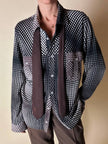 Cravatta Yves Saint Laurent vintage in lana marrone con logo ricamato
