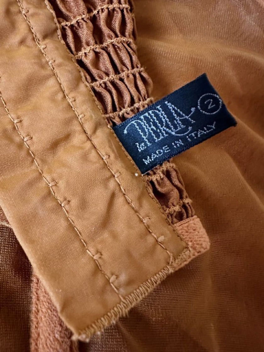 Bustier La Perla con scollo a cuore in tessuto micro plissé color bronzo