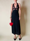 Slip dress vintage La Perla in seta nera e pizzo