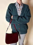 Cardigan Yves Saint Laurent in lana verde inglese con bottoni berlebeck