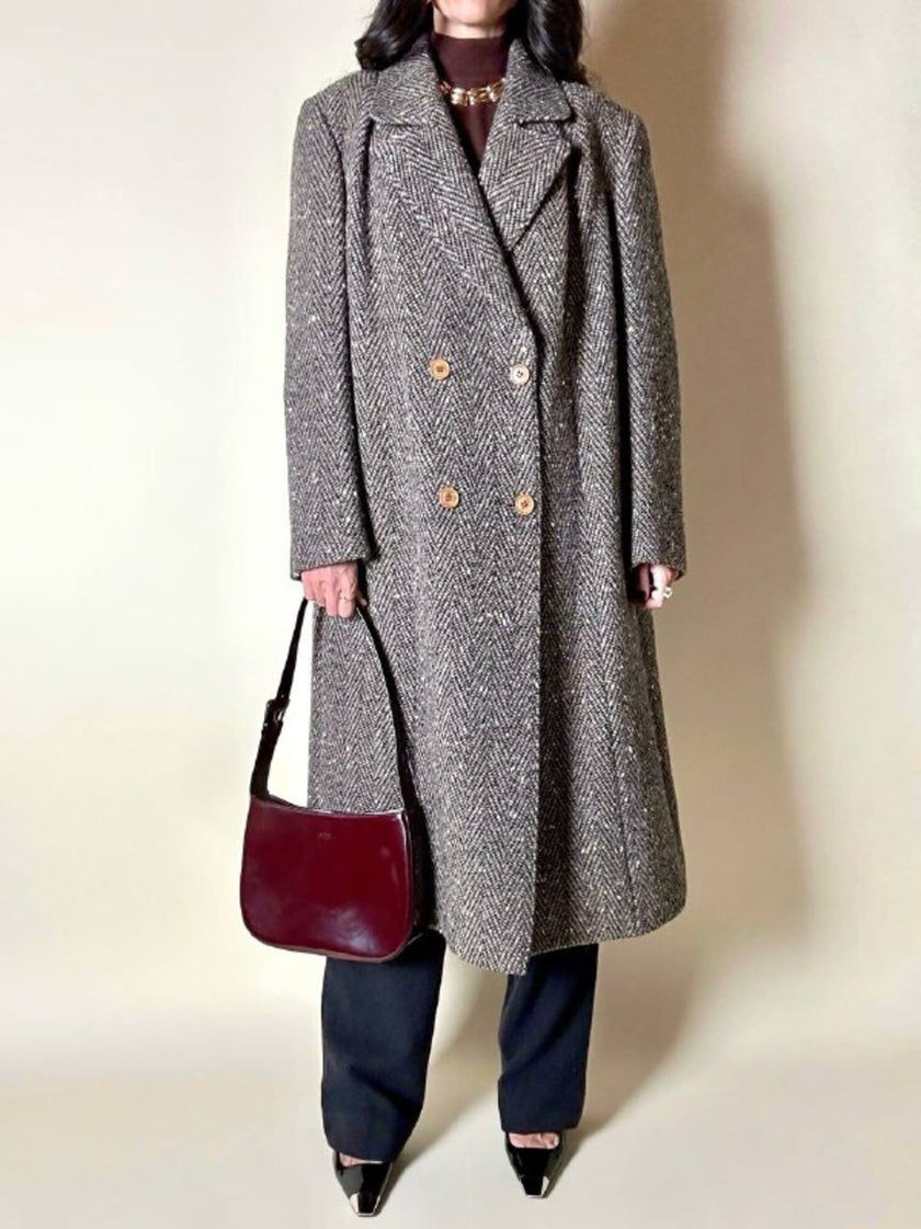 Cappotto Elena Miròin lana boutonné con motivo spinato
