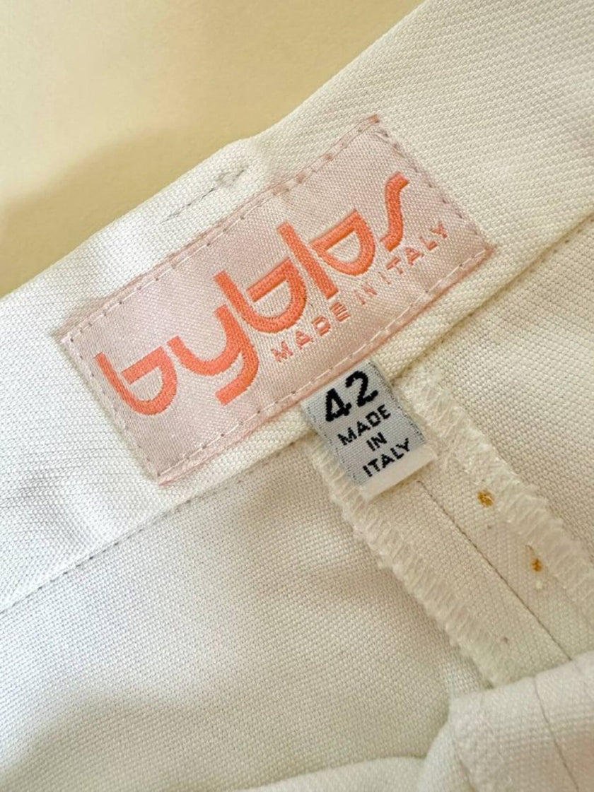 Pantalone bianco latte a vita alta con piega “Byblos”