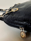 Borsa nera in pelle stampa coccodrillo “Gianni Versace”