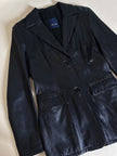 Blazer vintage in pelle nera Blue Deep taglio classico sciancrato