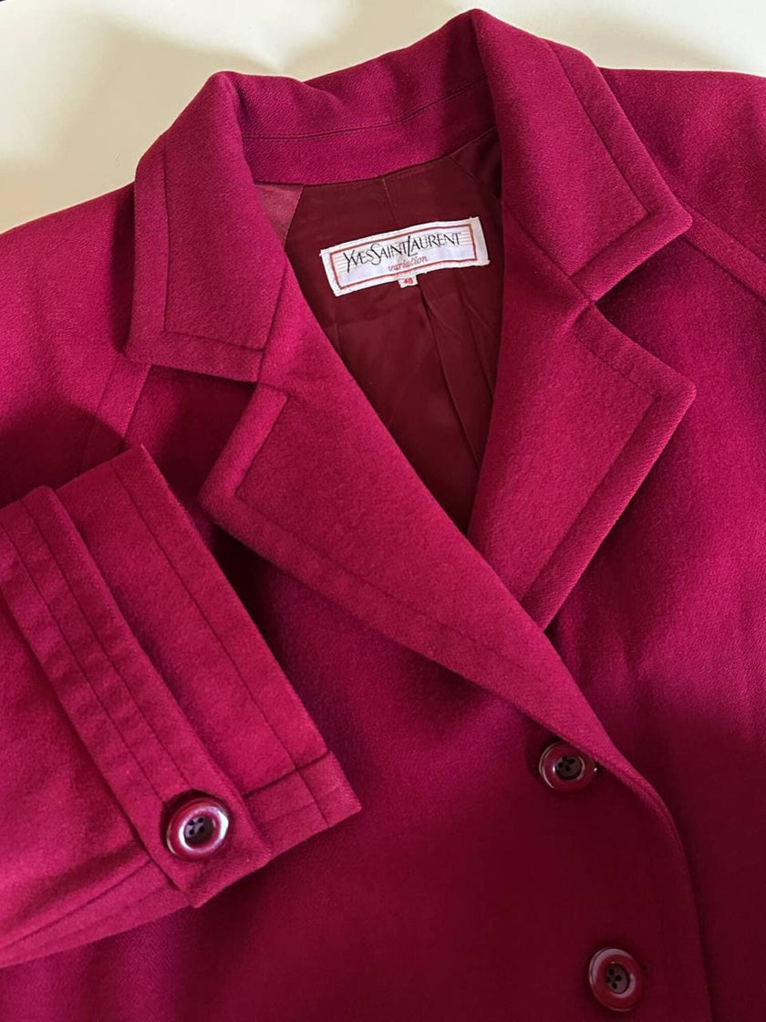 Giaccone Yves Saint Laurent in lana rosso Borgogna