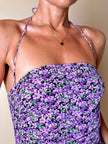 Costume intero a fascia fantasia floreale nei toni del lilla “Yves Saint Laurent”