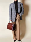 Gilet dolcevita Stefanel vintage in lana marrone a coste