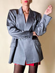Blazer doppiopetto in rasato di lana grigio “Yves Saint Laurent”