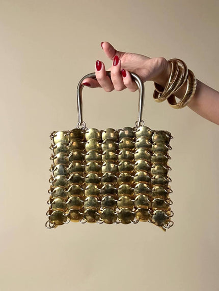 Mini bag gioiello a medaglie dorate