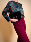 Blusa in raso di seta tartan 