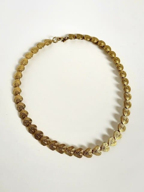 Vintage Degerny necklace with ornate gold hearts