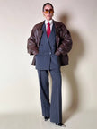 Tailleur gessato in lana grigio antracite “Yves Saint Laurent”