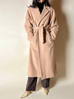 Cappotto vintage Kamaé modello vestaglia in lana e cachemire cammello chiaro