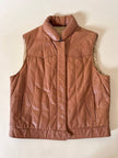 Gilet in pelle Frye color cuoio con impunture verticali