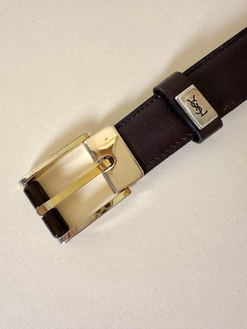 Vintage-Gürtel von Yves Saint Laurent aus dunkelbraunem Leder