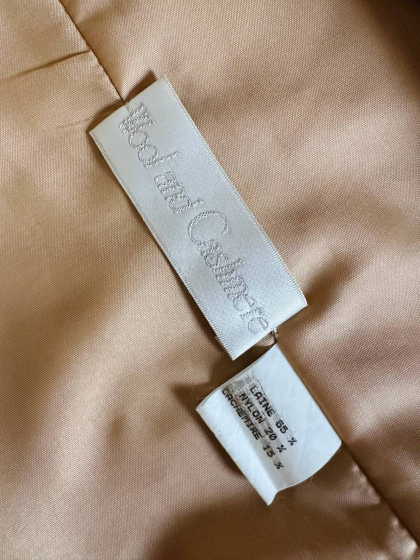 Cappotto vintage Kamaé modello vestaglia in lana e cachemire cammello chiaro