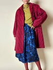 Gonna a ruota Yves Saint Laurent Variation in lana blu elettrico con fantasia floreale nera