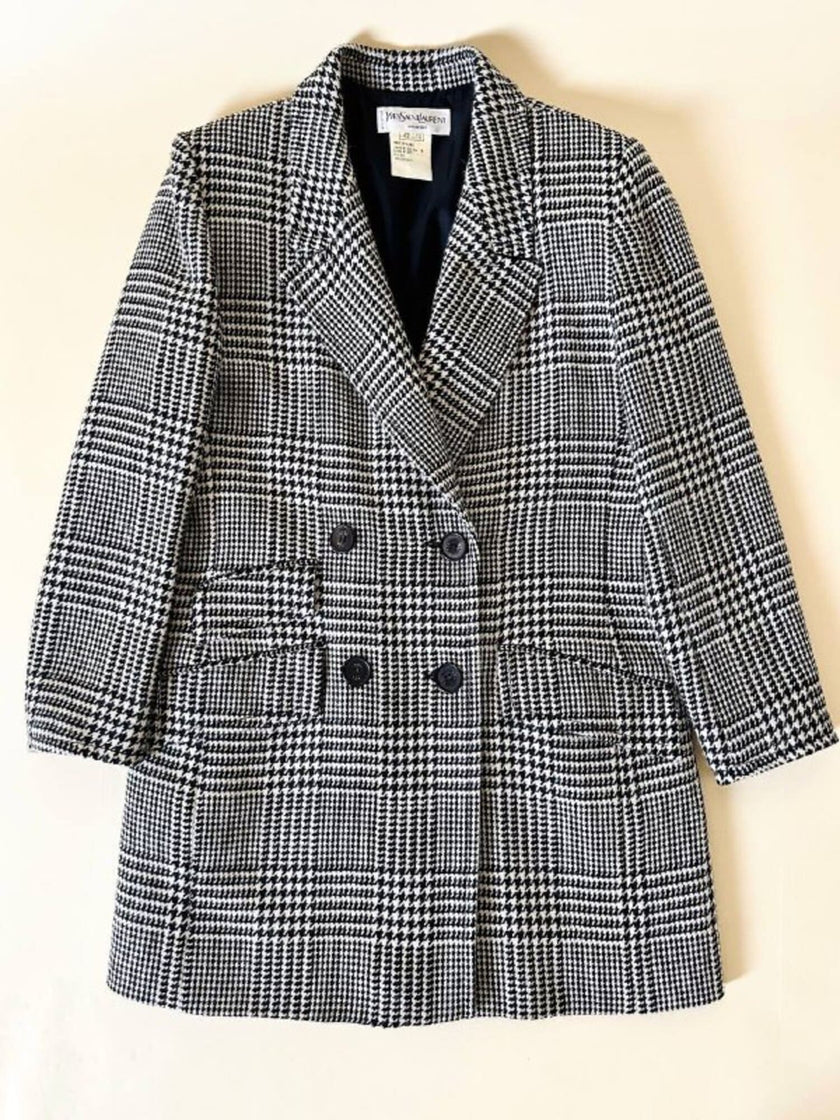 Blazer doppiopetto in lana principe di Galles “Yves Saint Laurent”