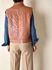 Gilet in pelle Frye color cuoio con impunture verticali