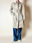 Vintage Burberry’s beige quill gabardine trench coat with matching belt and Check lining