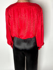 Camicia vintage Yves Saint Laurent in raso jaquard rosso con bottoni neri