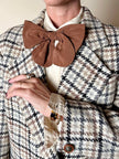 Guy Laroche Sportswear glen check wool double-breasted blazer with leather and metal buttons
