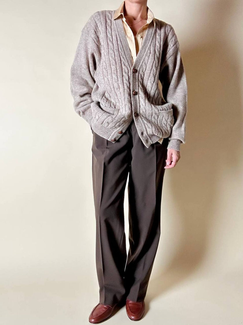 Klassische Vintage-Hose von Pierre Balmain aus schokobraunem Wollkammgarn