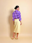Blusa in seta lilla con maxi fiocco