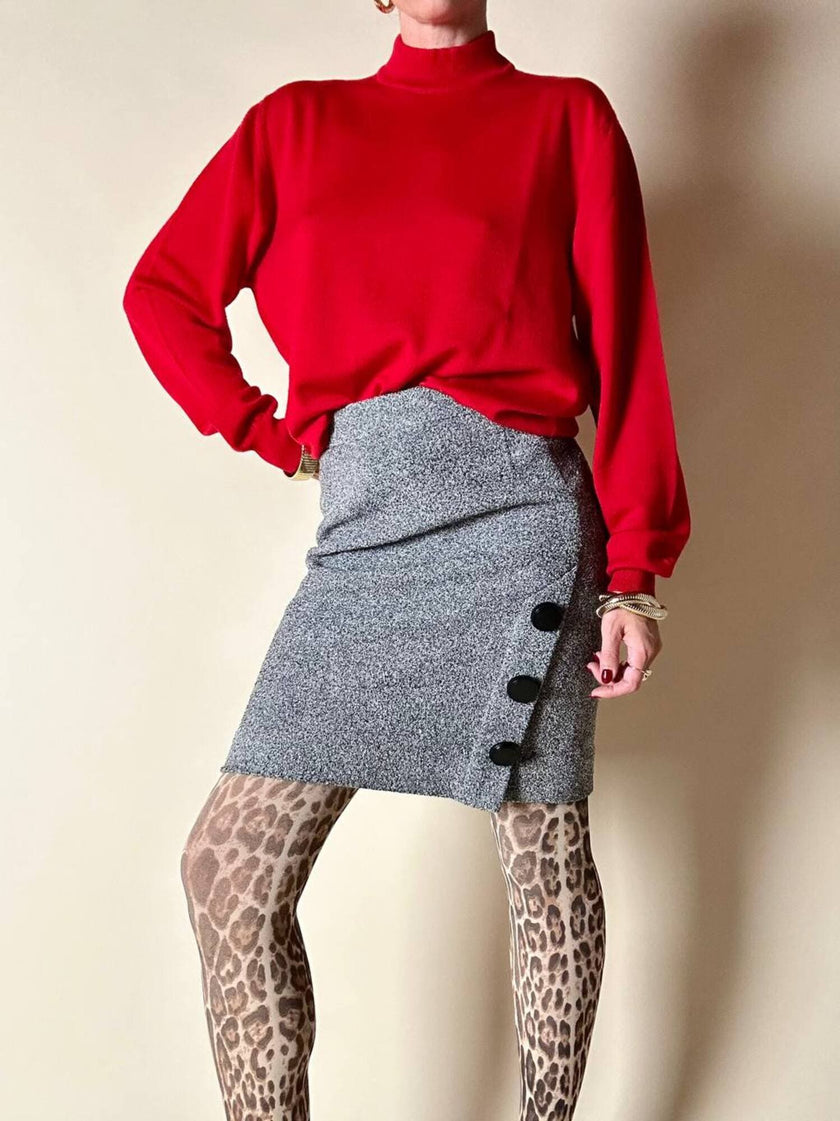 Lupetto in lana rossa con logo ricamato “Yves Saint Laurent”