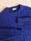 Maglione a trecce girocollo blu Cloisonne Alba Fornari